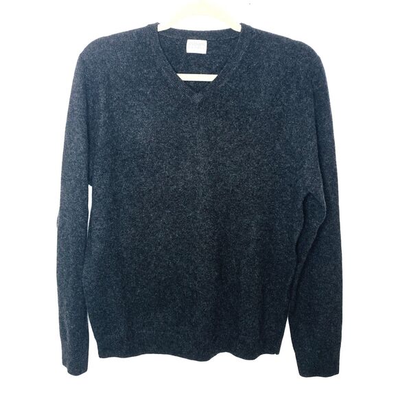 Barrow & Grove Mens Gray V Neck Long Sleeve Cashmere Pullover Sweater Sz M - Picture 1 of 11